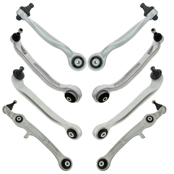 TRQ Front Upper Lower Control Arm Ball Joint Forward Rearward Set 8pc for A6 S6 PSA65855