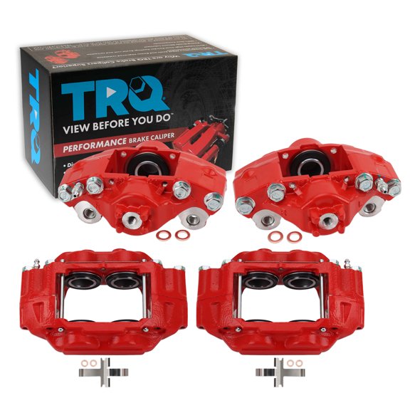 TRQ Front and Rear Brake Caliper Set Coated Brackets Fits 2006-2007 Subaru Impreza