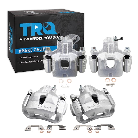 TRQ Front and Rear Brake Caliper Set Zinc Coated Brackets Hardware Fits 2005 Toyota Avalon