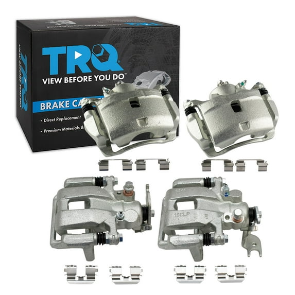 TRQ Front and Rear Brake Caliper Set Zinc Coated Brackets Hardware Fits 2008-2012 Honda Accord