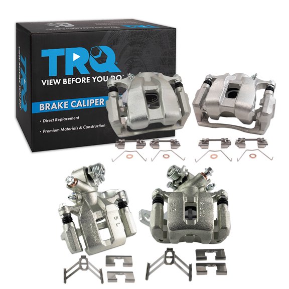 TRQ Front and Rear Brake Caliper Set Zinc Coated Brackets Hardware Fits 2019-2022 Acura ILX