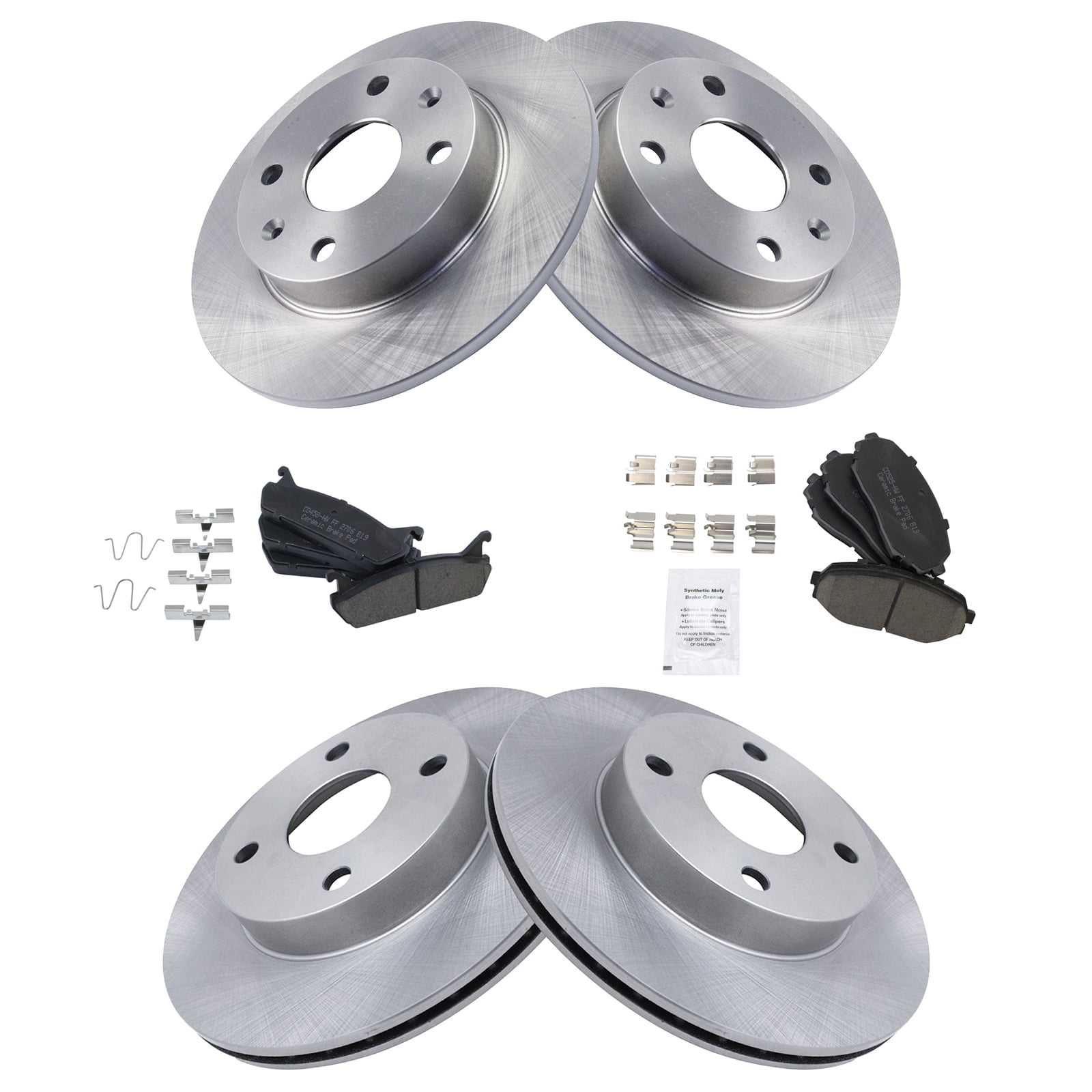 TRQ Front and Rear Brake Pad & Rotor Kit Brake Pads Brake Rotor Ceramic ...