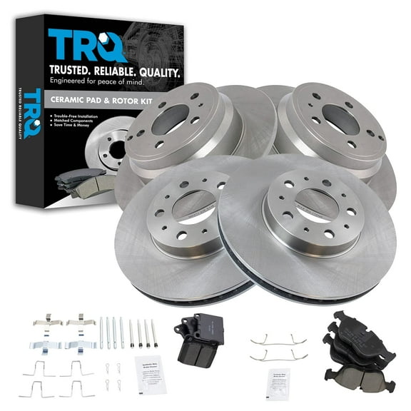 TRQ Front and Rear Brake Pad & Rotor Kit Brake Pads Brake Rotor Ceramic Fits Select 1994-1997 Volvo 850 1998-2004 C70 1998-2000 S70 V70