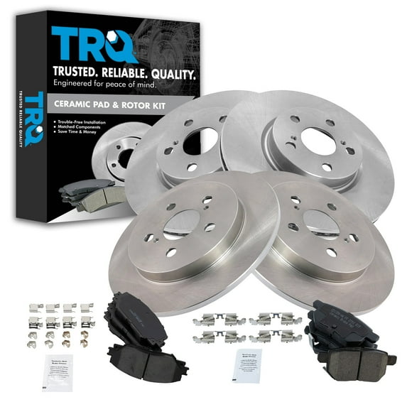 TRQ Front and Rear Brake Pad & Rotor Kit Brake Pads Brake Rotor Ceramic Fits Select 2009-2010 Pontiac Vibe 2014-2019 Toyota Corolla 2009-2013 Matrix