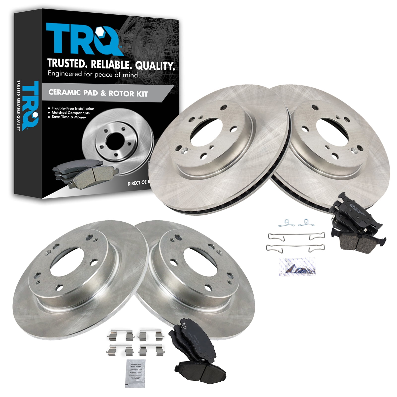 YXPCARS Drilled & Slotted Brake Kit – Front Rear Rotors + Ceramic Pads For 2016-2021 Honda Civic
