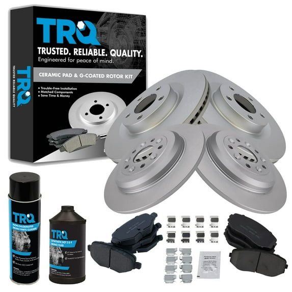 TRQ Front and Rear Brake Pad & Rotor Kit Brake Pads Brake Rotor Ceramic Premium G-Coated Fits Select 2011-2014 Ford Edge 2011-2015 Lincoln MKX