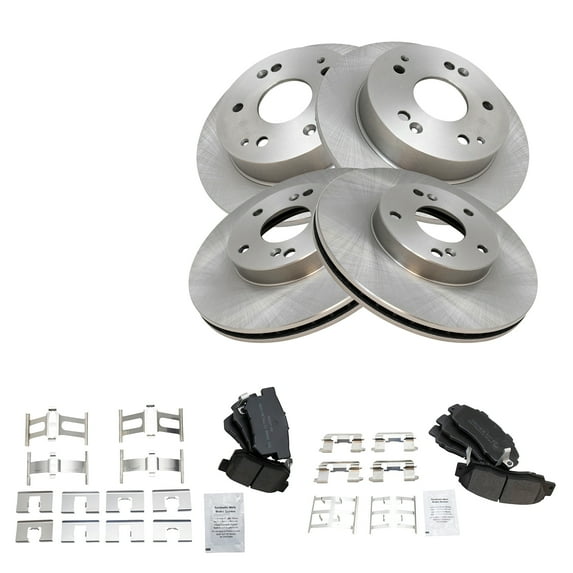 TRQ Front and Rear Brake Pad & Rotor Kit Brake Pads Brake Rotor Semi-Metallic Fits Select 1998-2002 Honda Accord