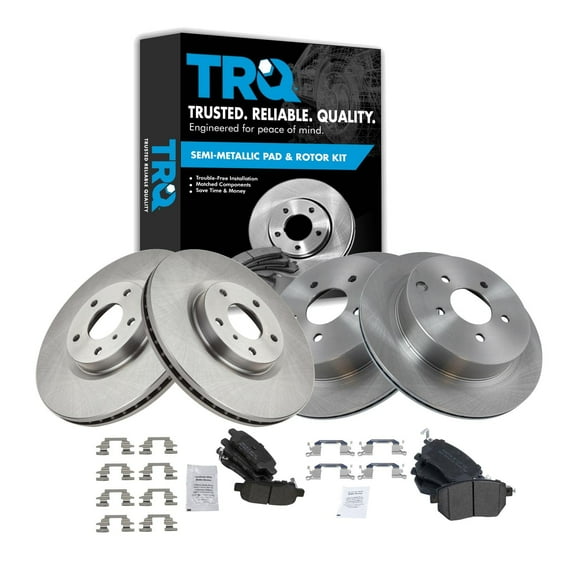 TRQ Front and Rear Brake Pad & Rotor Kit Brake Pads Brake Rotor Semi-Metallic Fits Select 2003-2005 INFINITI FX35 FX45 2005-2012 Nissan Murano