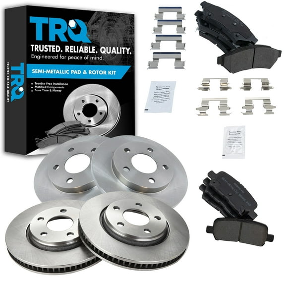 TRQ Front and Rear Brake Pad & Rotor Kit Brake Pads Brake Rotor Semi-Metallic Fits Select 2005-2008 Buick LaCrosse Pontiac Grand Prix