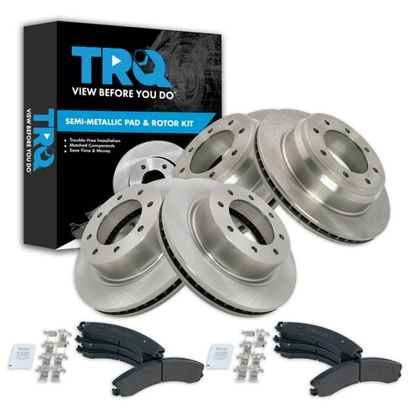 TRQ Front and Rear Brake Pad & Rotor Kit Brake Pads Brake Rotor Semi-Metallic Fits Select 2012-2019 Nissan NV1500 NV2500 NV3500