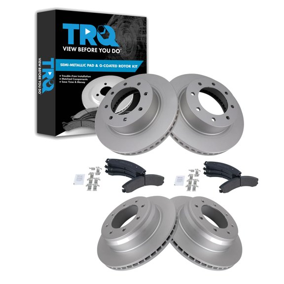 TRQ Front and Rear Brake Pad & Rotor Kit Brake Pads Brake Rotor Semi-Metallic Fits Select 2012-2019 Nissan NV1500 NV2500 NV3500