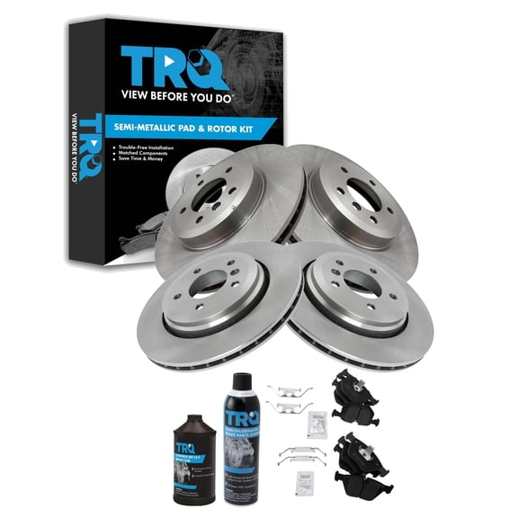 TRQ Front and Rear Brake Pad & Rotor Kit Semi-Metallic Fits 2001-2006 BMW 330Ci 2001-2005 330i 330xi