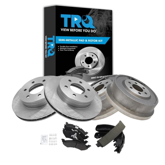 TRQ Front and Rear Brake Pad & Rotor,Shoe & Drum Kit BKA20473 Fits Select 2000-2002 Dodge Dakota , 2000-2002 Dodge Durango