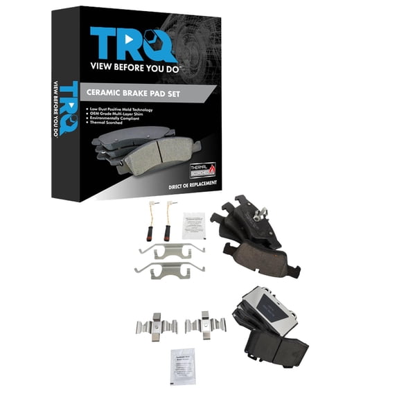 TRQ Front and Rear Brake Pad Set Ceramic Fits 2003-2006 Mercedes-Benz CL500 2003-2006 E500 2003-2006 S430 2004-2006 S500 2003-2006 SL500