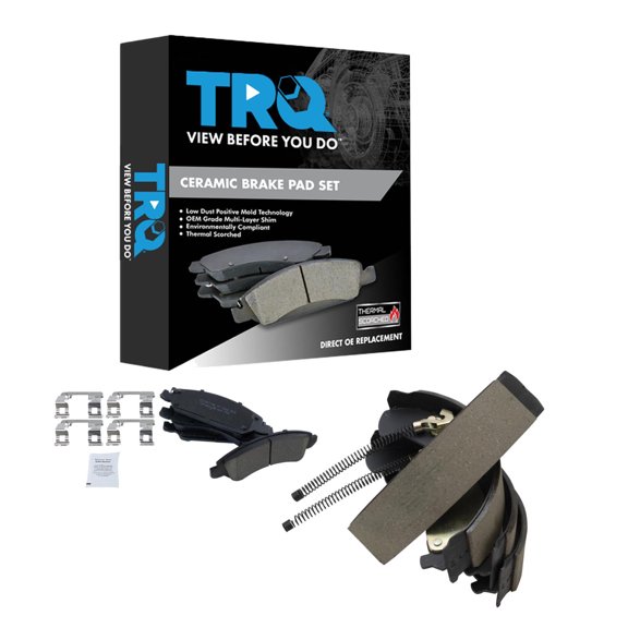 TRQ Front and Rear Brake Pad Set Ceramic Hardware Fits 2005-2008 Chevrolet Silverado 1500 2005-2008 Sierra 1500