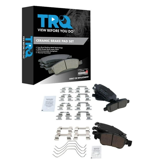 TRQ Front and Rear Brake Pad Set Ceramic Hardware Fits 2007-2008 Infiniti G35 2008-2010 G37 2014-2015 Q60