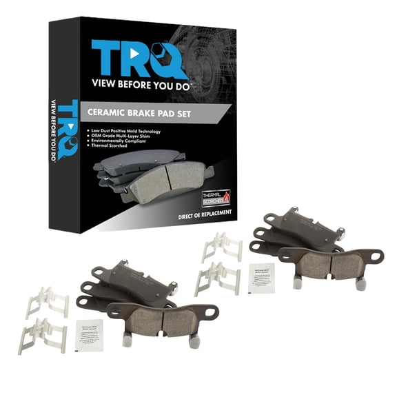 TRQ Front and Rear Brake Pad Set Ceramic Hardware Fits 2011-2018 Porsche Cayenne