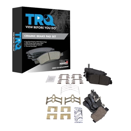 TRQ Front and Rear Brake Pad Set Ceramic Hardware Fits 2013-2018 Acura RDX