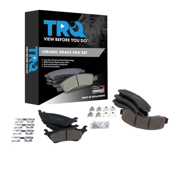 TRQ Front and Rear Brake Pad Set Ceramic Hardware Fits 2018-2020 Ford F-150