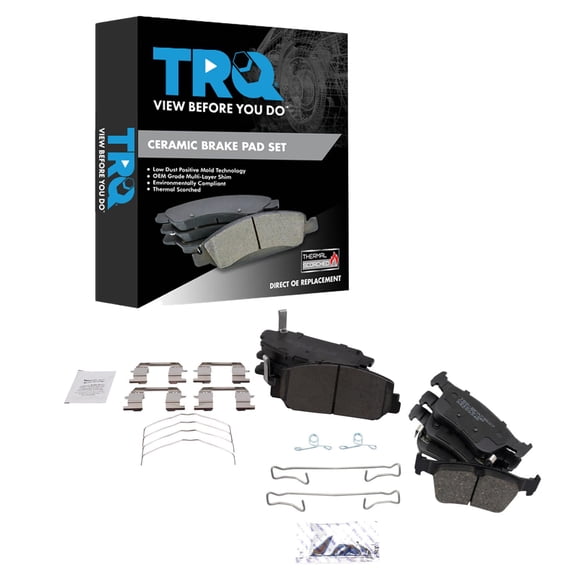 TRQ Front and Rear Brake Pad Set Ceramic Hardware Fits 2019-2020 Honda Civic
