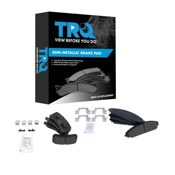 TRQ Front and Rear Brake Pad Set Semi Metallic Hardware Fits 2013-2014 Chrysler 200 2013-2014 Dodge Avenger 2008-2009 Caliber