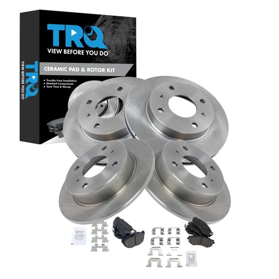 TRQ Front and Rear Brake Pad and Rotor Set Ceramic Fits 1989-1993 Nissan 240SX 1997-1998 240SX