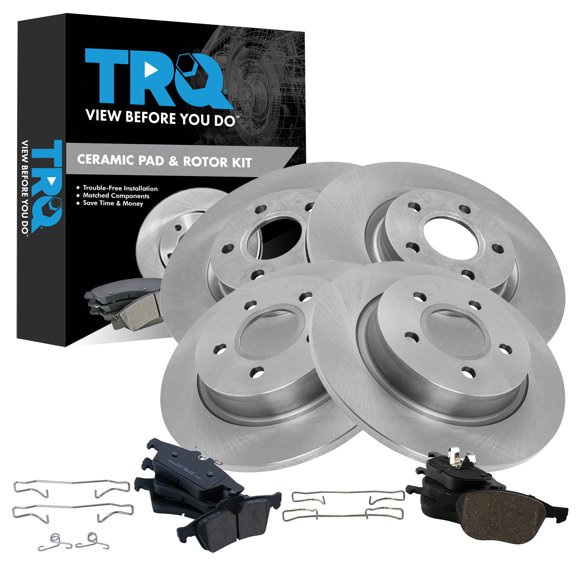 TRQ Front and Rear Brake Pad and Rotor Set Ceramic Fits 2004-2013 Volvo C30 2006-2012 C70 2004-2011 S40 2005-2011 V50
