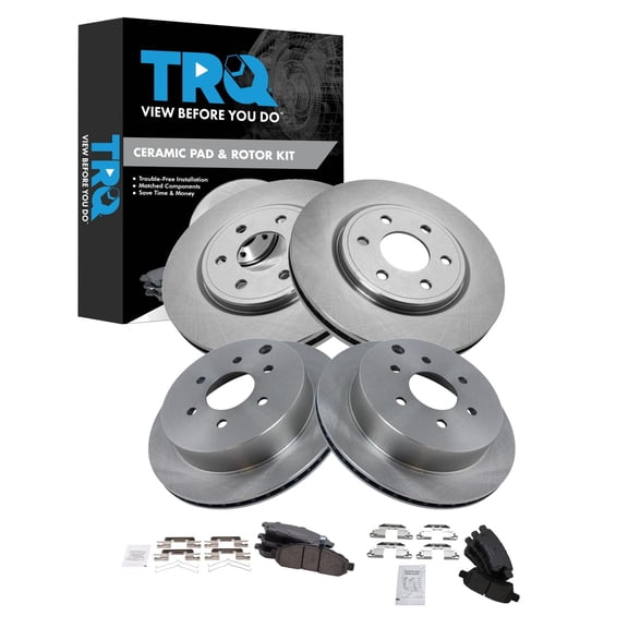 TRQ Front and Rear Brake Pad and Rotor Set Ceramic Fits 2006-2007 Nissan Xterra