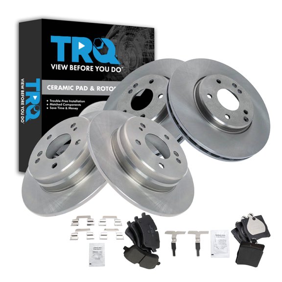 TRQ Front and Rear Brake Pad and Rotor Set Ceramic Fits 2006-2008 Mercedes-Benz SLK280 2009-2011 SLK300