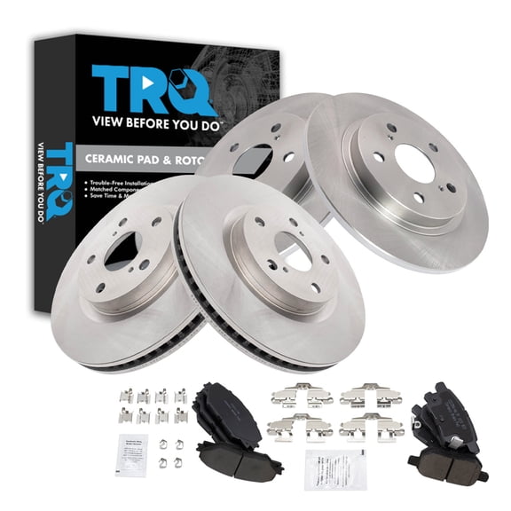TRQ Front and Rear Brake Pad and Rotor Set Ceramic Fits 2009-2010 Pontiac Vibe 2016 Scion iM 2017-2018 Toyota Corolla iM 2009-2013 Matrix
