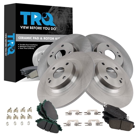 TRQ Front and Rear Brake Pad and Rotor Set Ceramic Fits 2017-2020 Fiat 124 Spider 2016-2019 Mazda MX-5 Miata