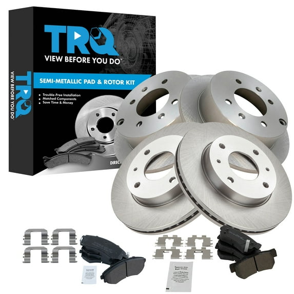 TRQ Front and Rear Brake Pad and Rotor Set Semi Metallic Fits 1999-2000 Hyundai Sonata