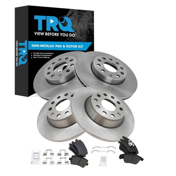 TRQ Front and Rear Brake Pad and Rotor Set Semi Metallic Fits 2005-2007 Volkswagen Jetta 2006-2009 Rabbit