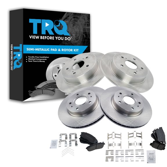 TRQ Front and Rear Brake Pad and Rotor Set Semi Metallic Fits 2007-2008 Suzuki SX4
