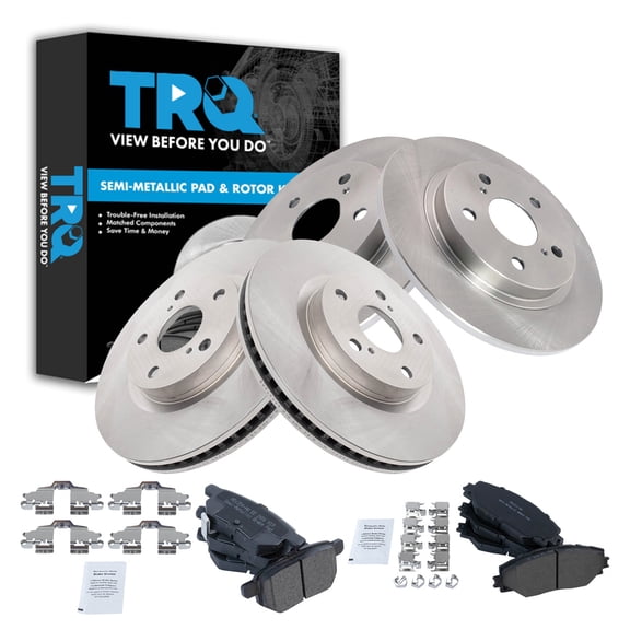 TRQ Front and Rear Brake Pad and Rotor Set Semi Metallic Fits 2009-2010 Pontiac Vibe 2016 Scion iM 2017-2018 Toyota Corolla iM 2009-2013 Matrix