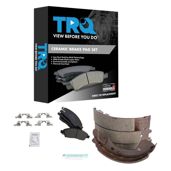 TRQ Front and Rear Brake Pads Ceramic Hardware Fits 2012-2019 Nissan Versa 2014-2019 Versa Note