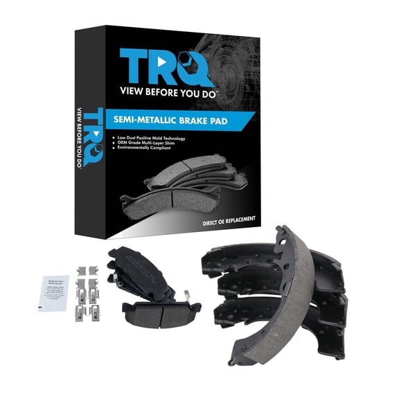 TRQ Front and Rear Brake Pads Semi Metallic Hardware Fits 1988-1995 Honda Civic 1993-1997 Civic del Sol 1988-1991 CRX