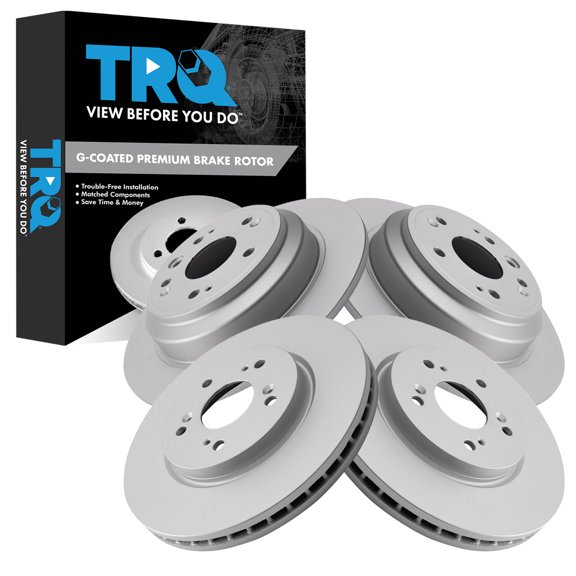 TRQ Front and Rear Brake Rotor Set G Coated Fits 2010-2011 Honda Accord Crosstour 2012-2015 Honda Crosstour