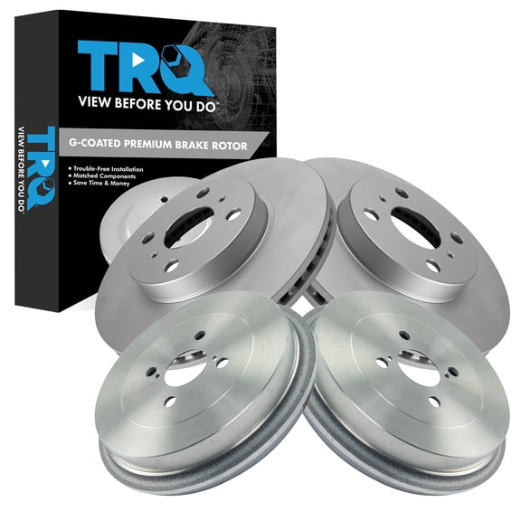 TRQ Front and Rear Brake Rotor Set G Coated Fits 2013 Scion iQ 2012-2019 Toyota Prius C