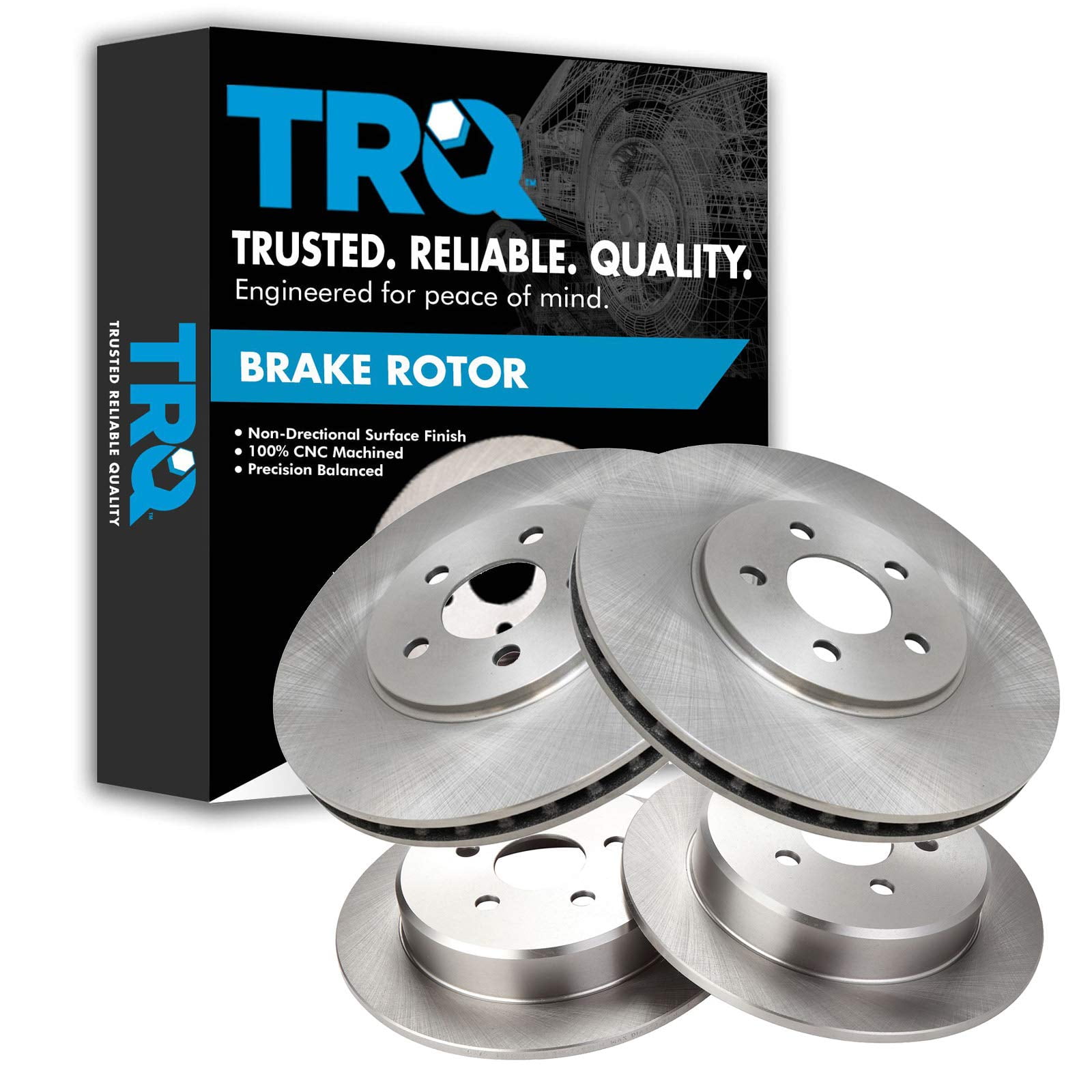 TRQ Front and Rear Brake Rotors Set Fits Select 1995-2000 Chrysler Cirrus 2001-2006 Sebring 1995-2005 Dodge Stratus 1996-2000 Plymouth Breeze