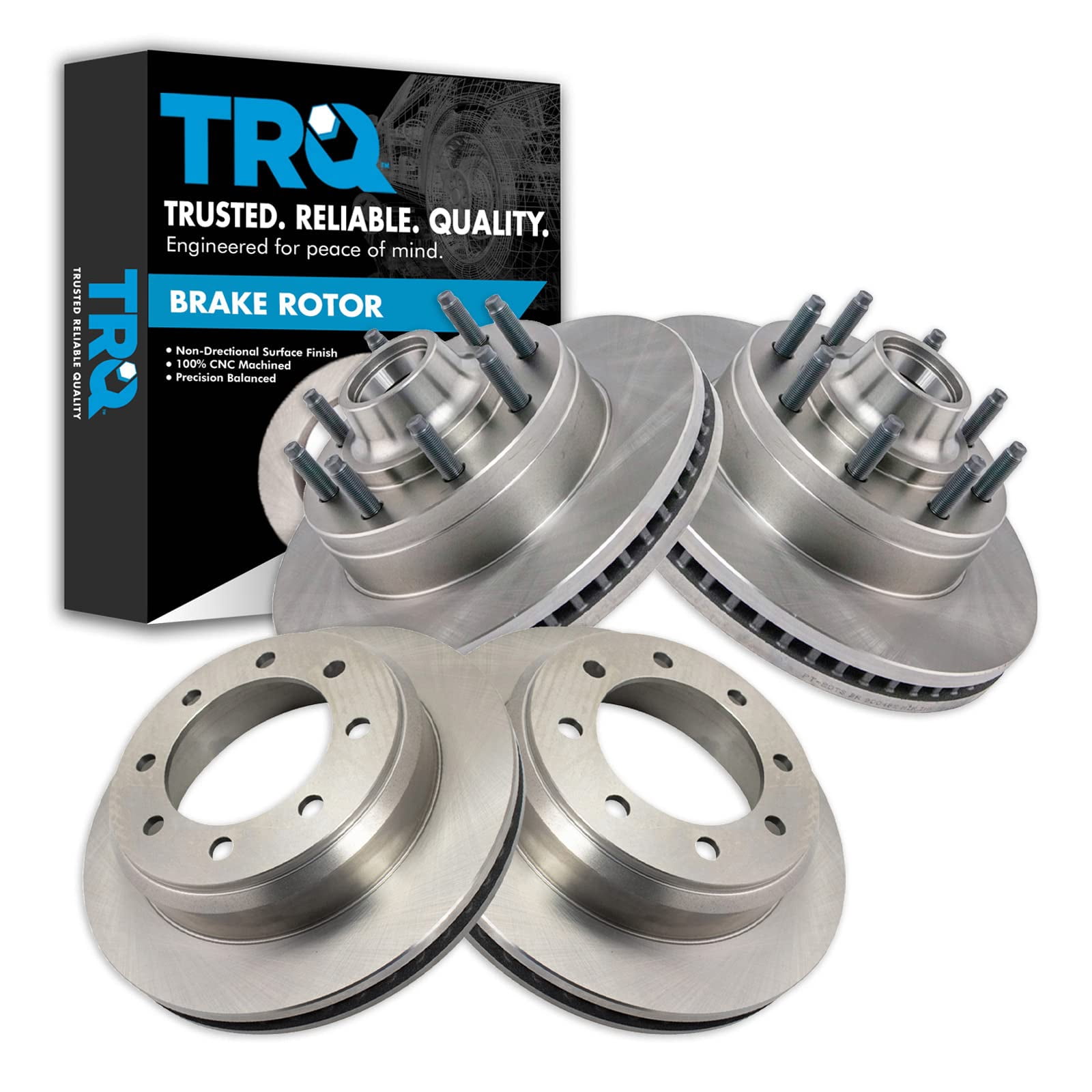 TRQ Front and Rear Brake Rotors Set Fits Select 2008-2014 Ford E-150 E-250 2008-2022 E-350 Super Duty