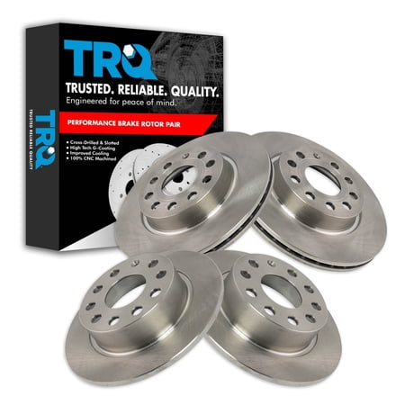 TRQ Front and Rear Brake Rotors Set Fits Select 2011 Audi A3 Quattro 2011-2018 Volkswagen Jetta