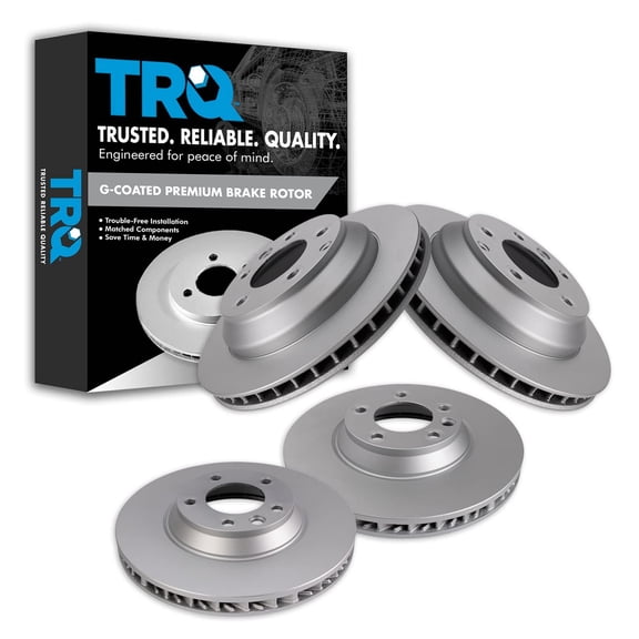TRQ Front and Rear Brake Rotors Set Premium G-Coated Fits Select 2007-2015 Audi Q7 2003-2013 Porsche Cayenne 2004-2010 Volkswagen Touareg