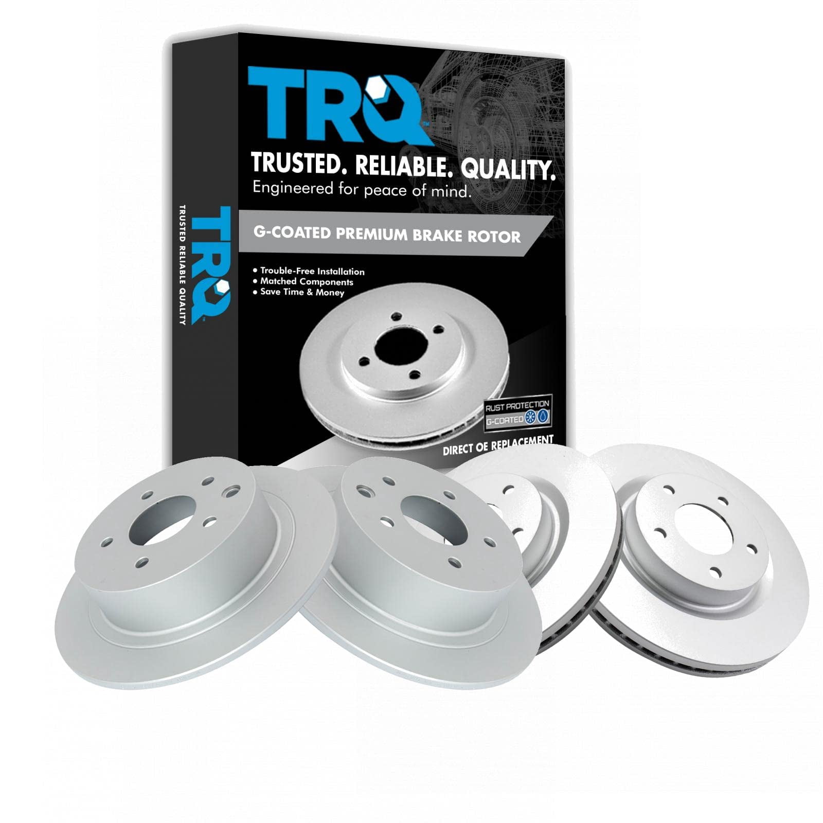 TRQ Front and Rear Brake Rotors Set Premium G-Coated Fits Select 2007 ...