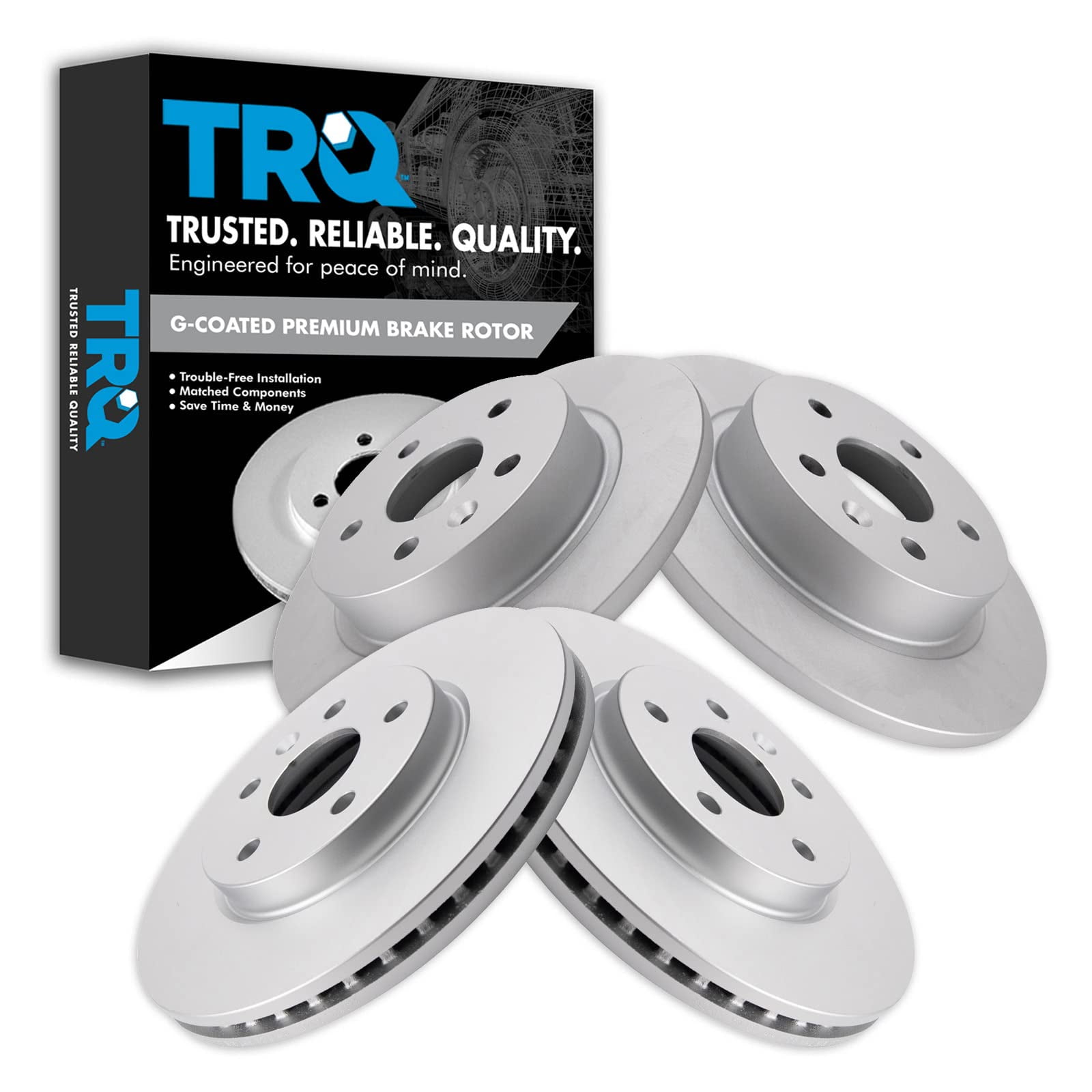 TRQ Front and Rear Brake Rotors Set Premium G-Coated Fits Select 2011-2015 Chevrolet Cruze 2016 Cruze Limited 2013-2019 Sonic