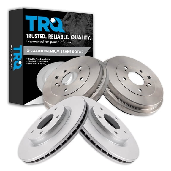 TRQ Front and Rear Brake Rotors Set Premium G-Coated Fits Select 2013-2019 Nissan Sentra