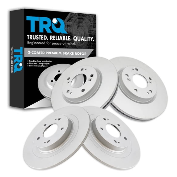 TRQ Front and Rear Brake Rotors Set Premium G-Coated Fits Select 2018-2022 Mitsubishi Eclipse Cross 2014-2018 Outlander 2013-2022 Outlander Sport