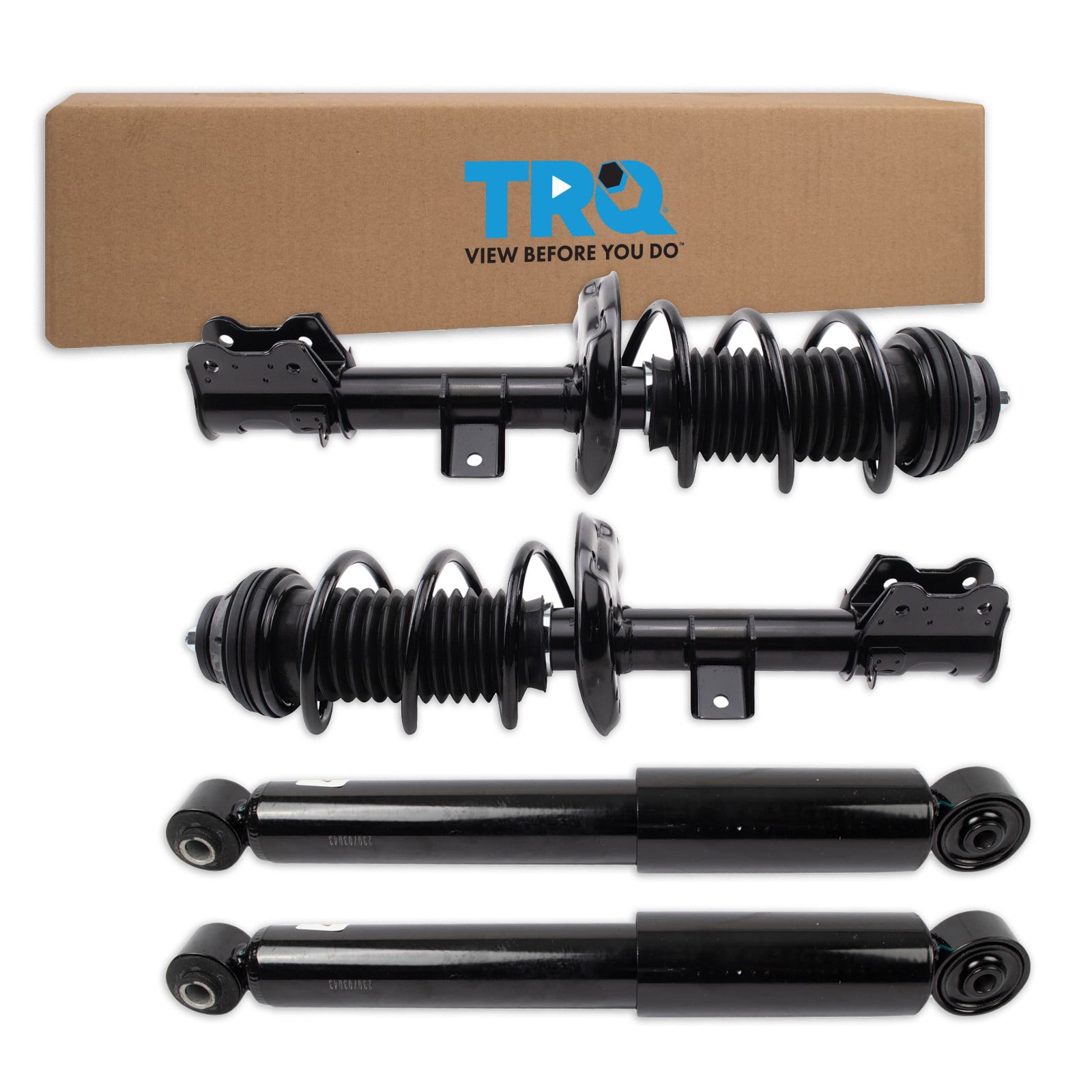 TRQ Front and Rear Complete Strut Assembly & Shock Absorber Kit Complete Strut & Coil Spring Assembly Fits 2012-2017 Fiat 500