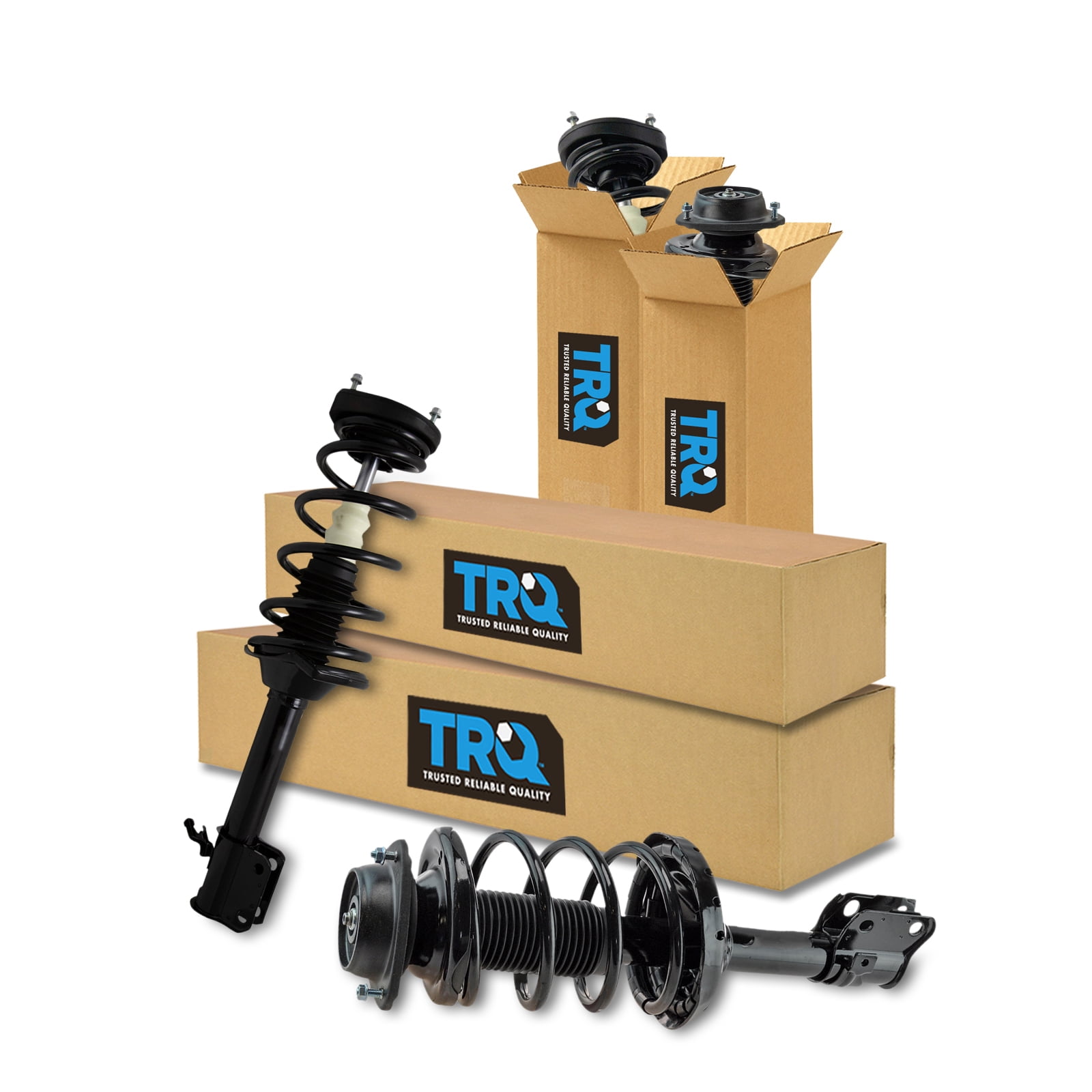 TRQ Front and Rear Complete Strut Assembly & Shock Absorber Kit Complete Strut & Coil Spring Assembly Fits Select 2006-2008 Subaru Forester