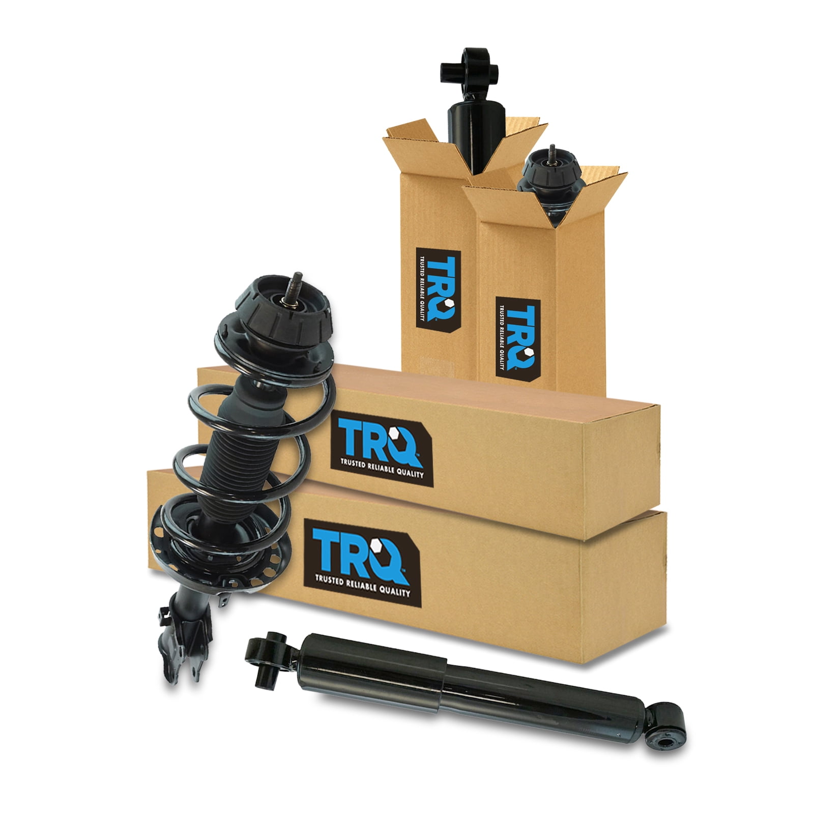 TRQ Front and Rear Complete Strut Assembly & Shock Absorber Kit Complete Strut & Coil Spring Assembly Fits Select 2010-2013 Kia Soul
